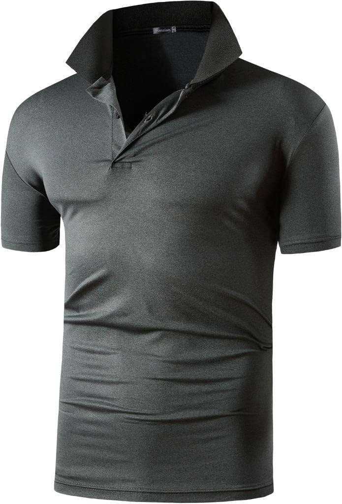 jeansian Men's Sport Outdoor Quick Dry Fit Short Sleeves Polo Tee Shirt Tshirt T-Shirt Tops Golf Tennis Bowling LSL195