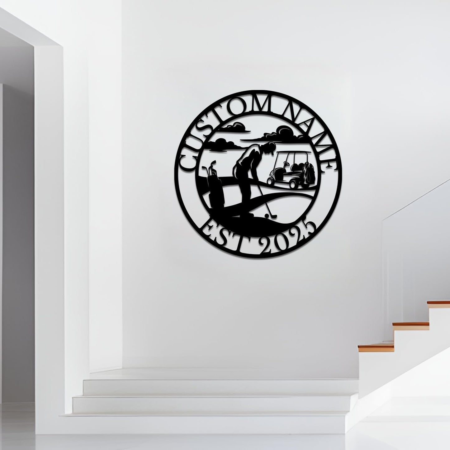 Personalized Custom Crossed Golf Metal Wall Art,Personalized Golfer Name Sign Decoration For Room,Hole Golf Club Decoration (Style-1)