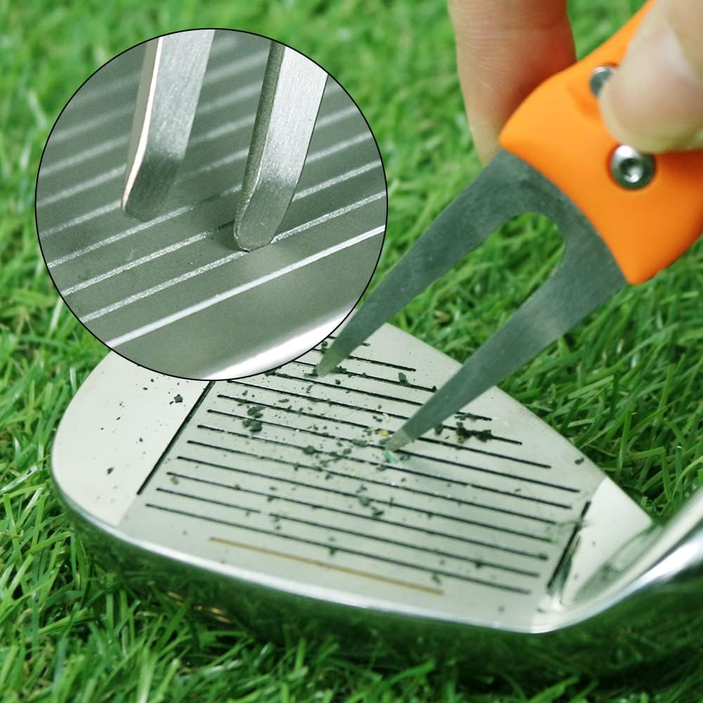 Myartte Golf Divot Repair Tool Switchblade Divot Tools with Golf Ball Marker Pop-up Buttom Zinc Alloy for Repairing The Golf Green