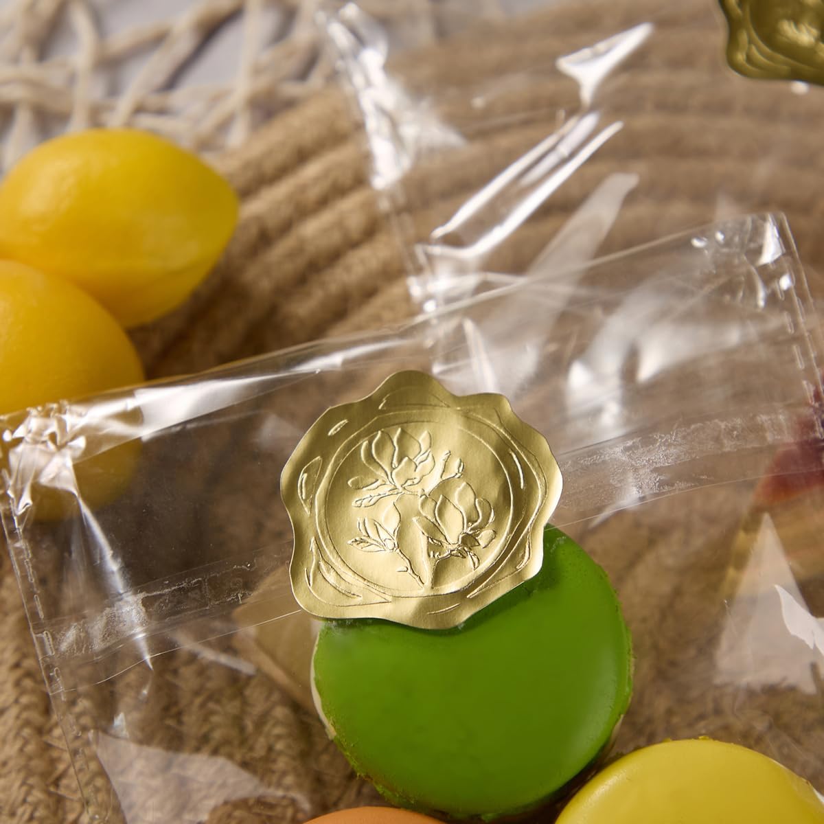 300 Pieces Embossed Gold Foil Stickers Gold Stickers for Envelopes, Wedding Invitations, Christmas Greeting Cards Envelopes (Gold Magnolia)