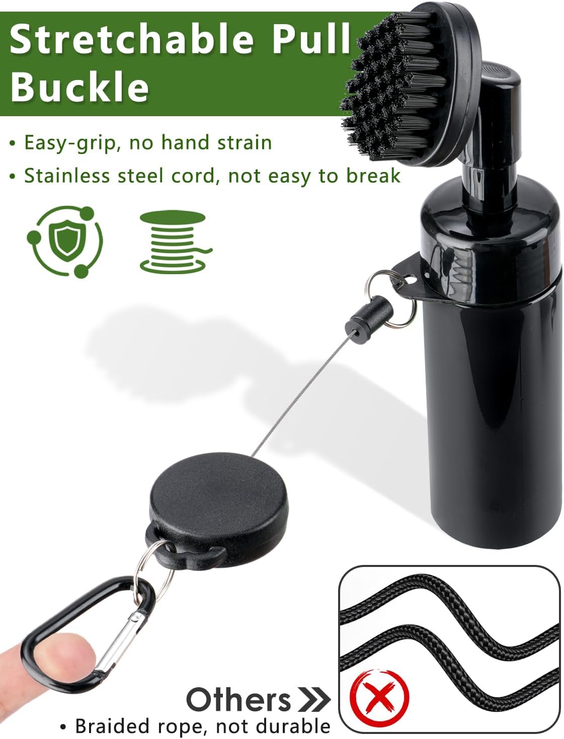 Oasser Golf Club Cleaner Golf Club Brush with Retractable Clip and Squeeze Water Bottle 10.5 Inches Holds 5 Oz of Water, Golf Accessories for Men Women Essentials Golf Gifts for Men, Black