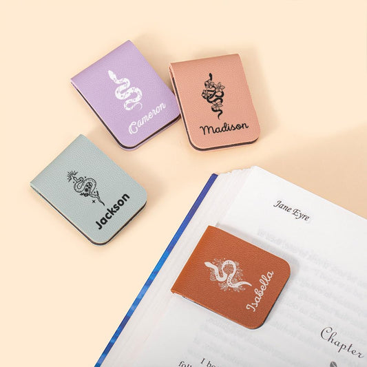 CALLIE Personalized Magnetic Bookmark Clip – Custom Name Reading Gifts for Book Lovers, Birthday Teacher's Day Christmas for Bookworm Gifts (Floral Snake)