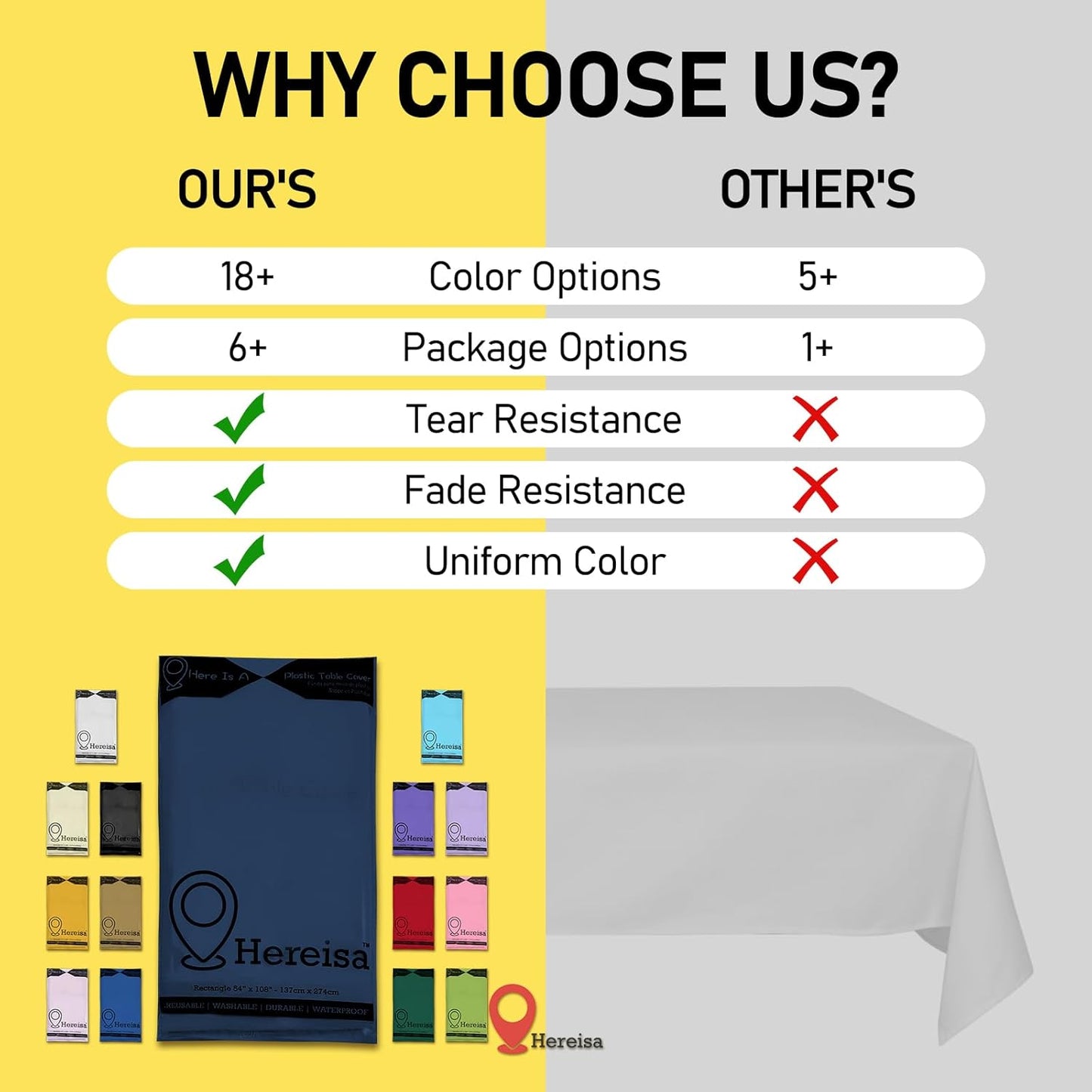 Plastic Navy Blue Tablecloths 3 Pack Disposable Table Covers 54" x 108" Deep Blue Table Cloths PEVA Party Tablecovers for Parties Picnic Birthday Wedding Banquet, Fits 6 to 8 Foot Tables