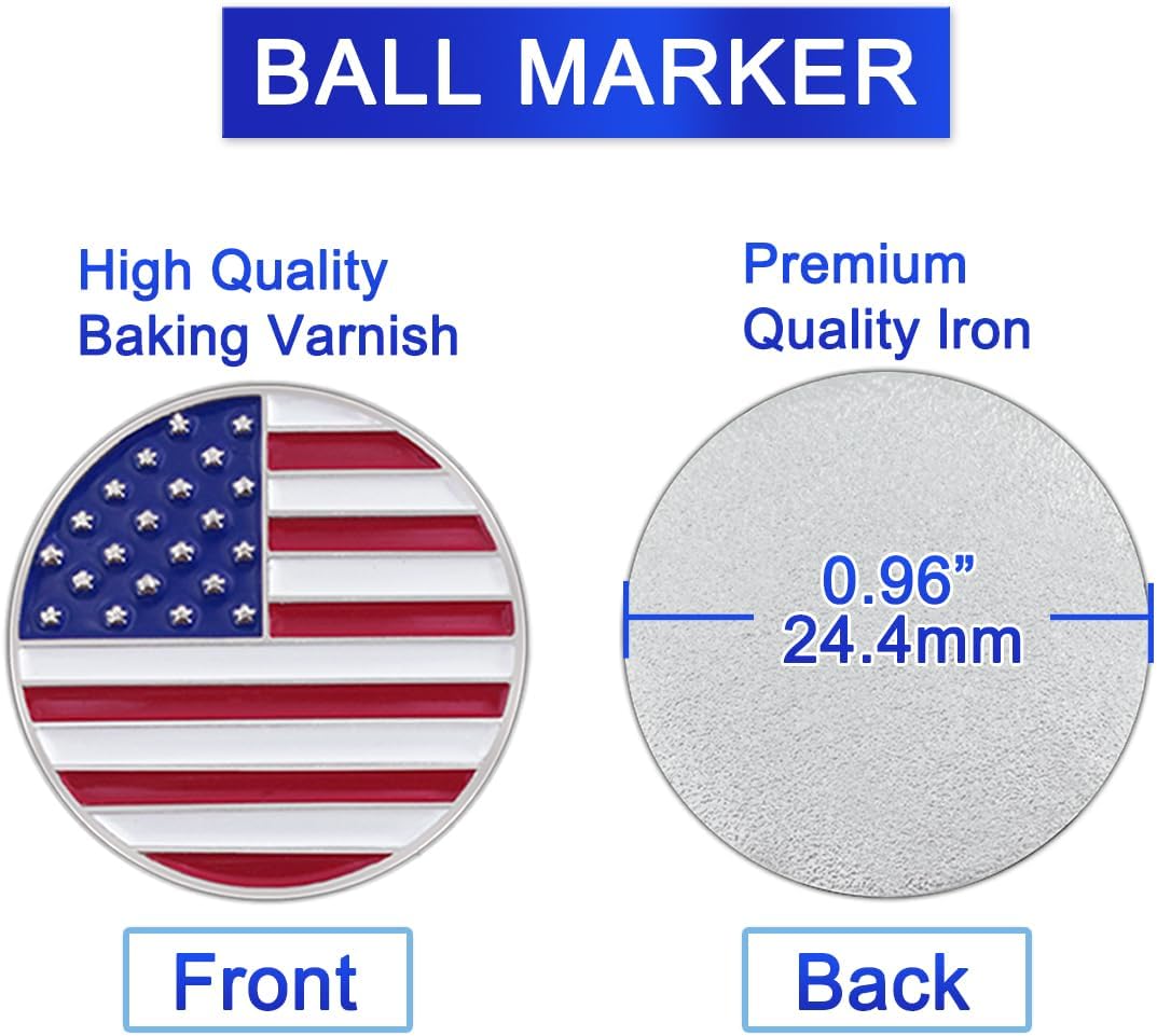 8 Pack Golf Ball Markers with Magnetic Hat Clips Value Sets - Removable Attaches Easily to Golf Cap Premium Gifts，Golf Ball Markers with Hat Clips Sets for Men Women Golfer