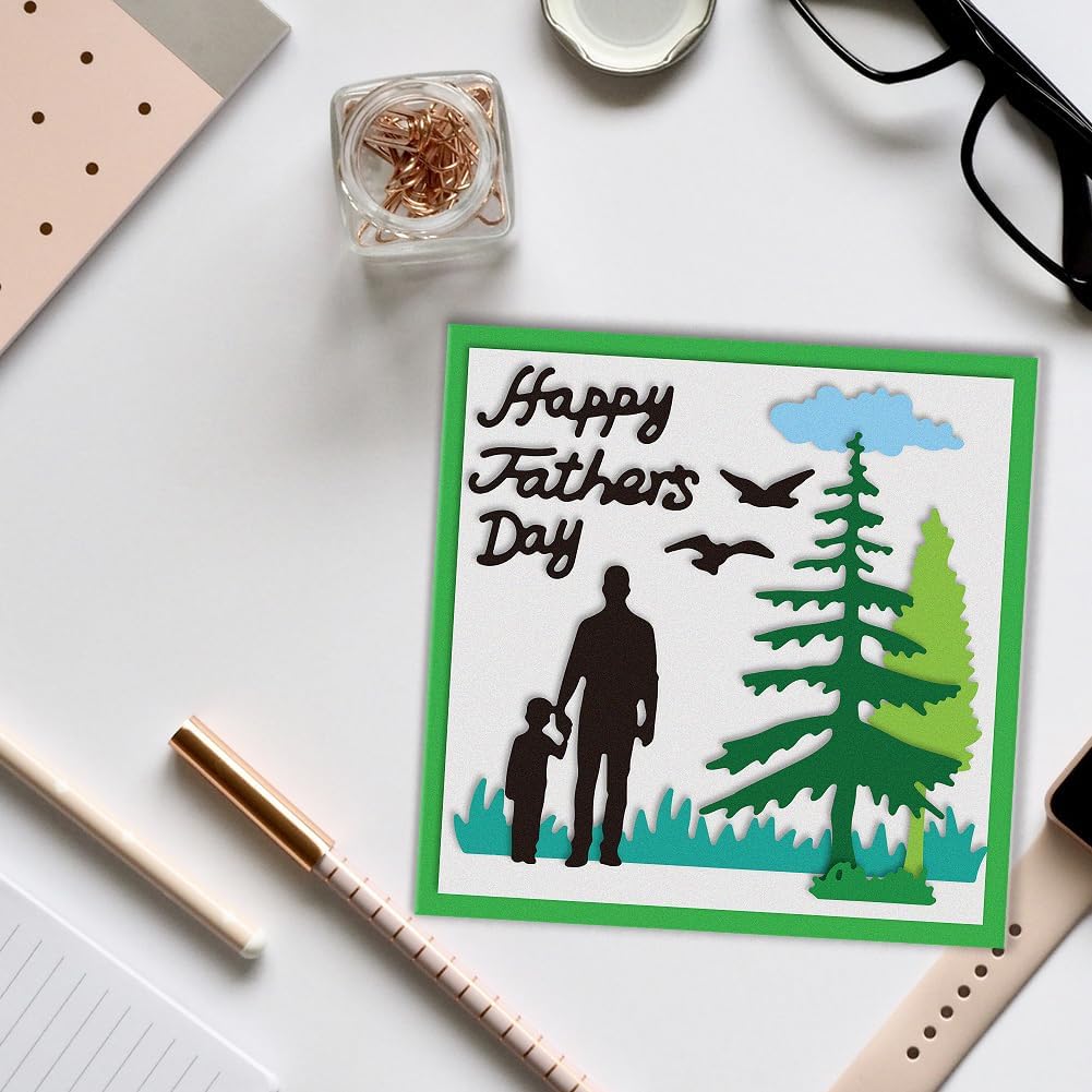 Father's Day Cutting Dies Pine Tree Card Making Die Cut Carbon Steel Die Cuts Stencils Card Scrapbooking Embossing Template for DIY Paper Craft Making Album Gift Invitation Decor