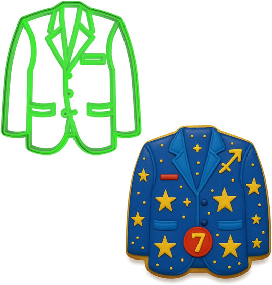 Mighty Gadget Green Jacket Cookie Cutter - 3.75x3.39 Inches, Golf Champion Blazer Baking Mold (Random Color)