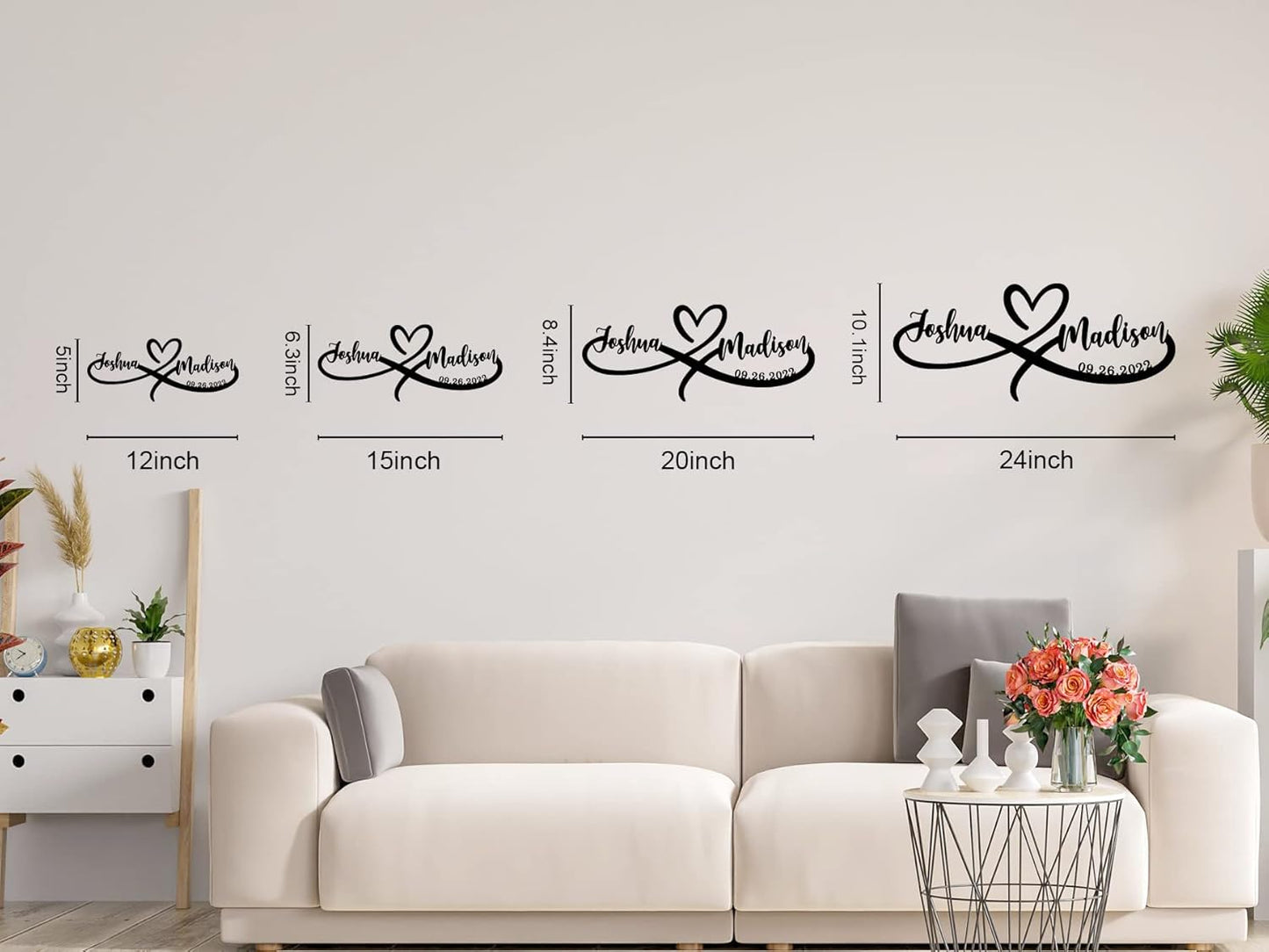 Personalized Valentines Day Gifts,Best Housewarming Gifts 2024,Personalized Wedding Gifts for Couples,Custom 50th 60th 40th 30th 25th 20th 1-99 Anniversary Metal Gifts, Wall Name Sign