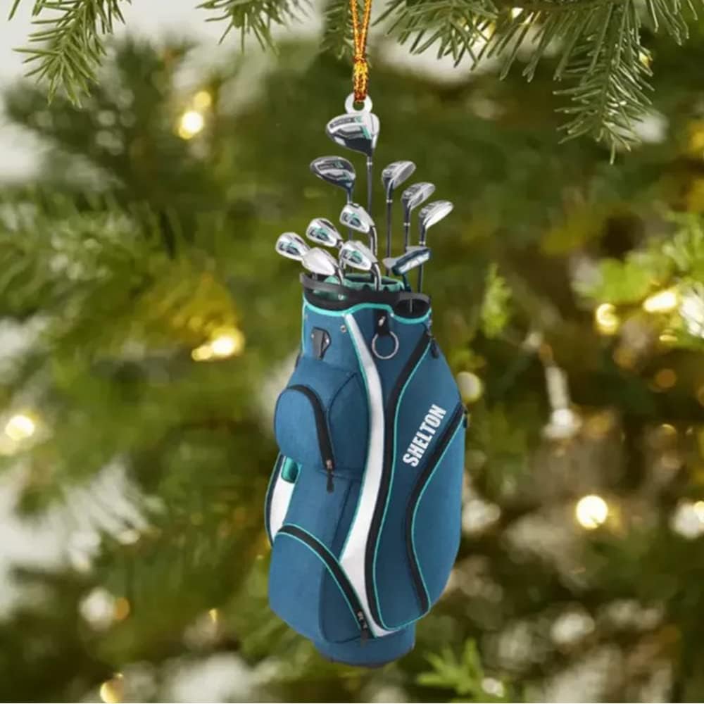 Personalized Golf Bag Christmas Ornament, Gifts for Golf Lovers, Him, Her, Family Member, Christmas Tree Decor, Home Décor, Golfing Cart Christmas Ornament, Idea 2