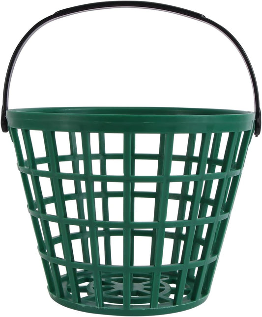 Plastic Golf Ball Basket,Unbreakable Bucket Golfball Clubs with Handle,Golfballs Holder Container for Pong Storage Basket Holds 50 Balls, Green