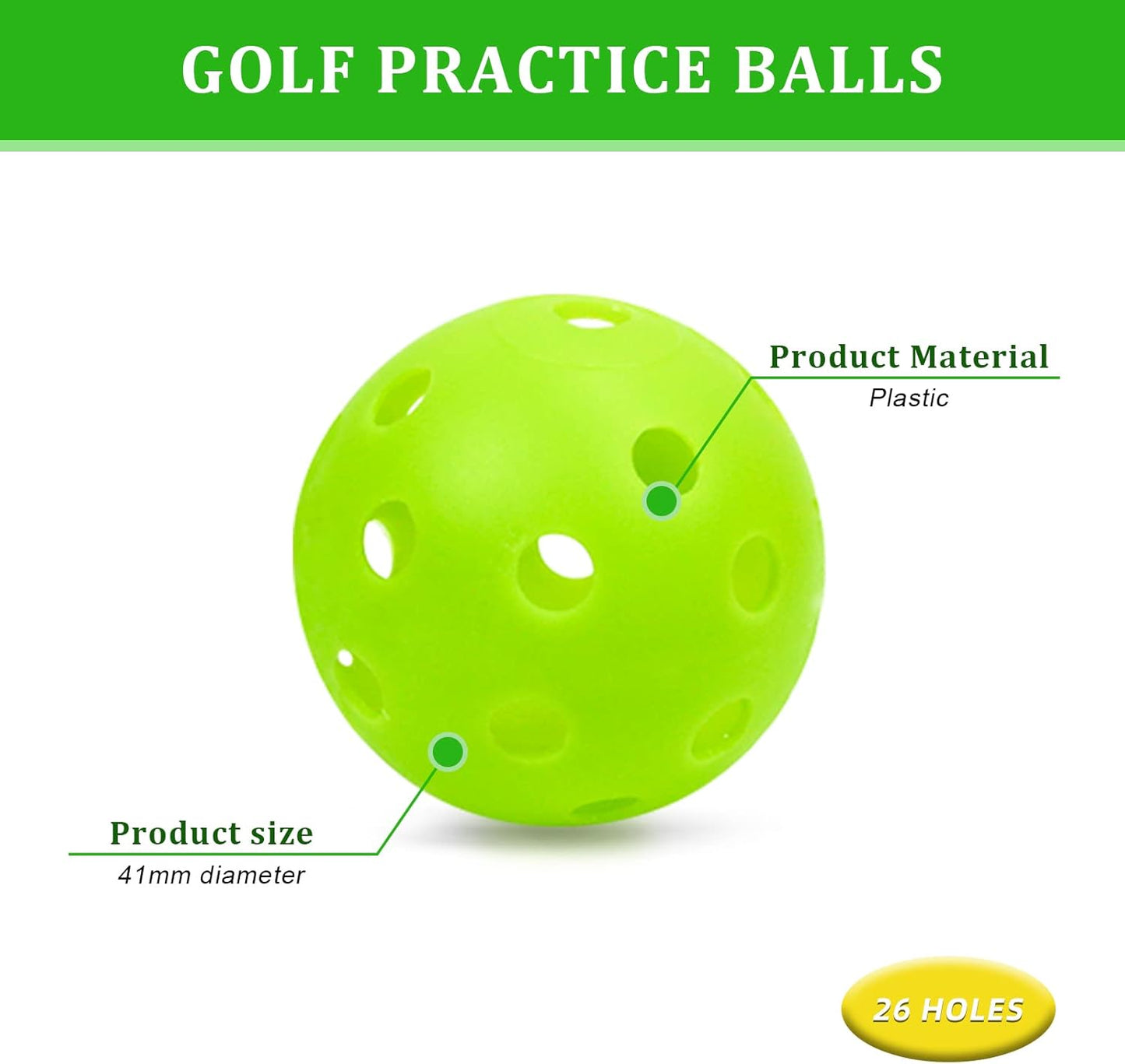Plastic Golf Balls Practice Limited Flight Golf Training Ball Hollow Swing Practice Indoor Golf Balls with Mesh Drawstring Bag for Backyard Driving Range or Outdoor