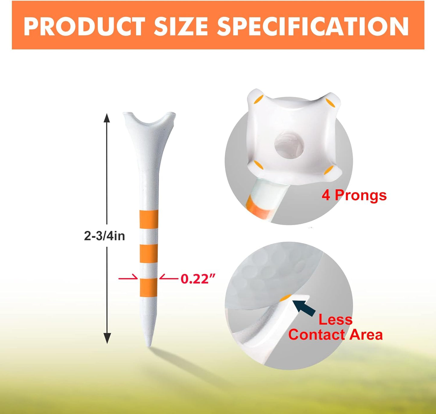 Professional Plastic Golf Tees 100 Pack (3-1/4" or 2-3/4"), Enhanced Durability & Stability, Engineered to Minimize Friction and Side Spin