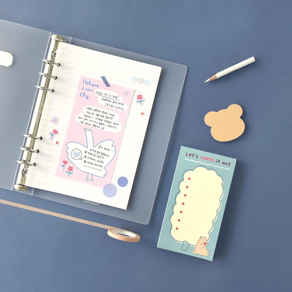 Monolike Memopad Storytown Afternoon A SET - 4 Packs, 4 Different Designs, 80 Sheets Per Pad, Total 320 Sheets, Note pads, Writing pads, 80x148mm