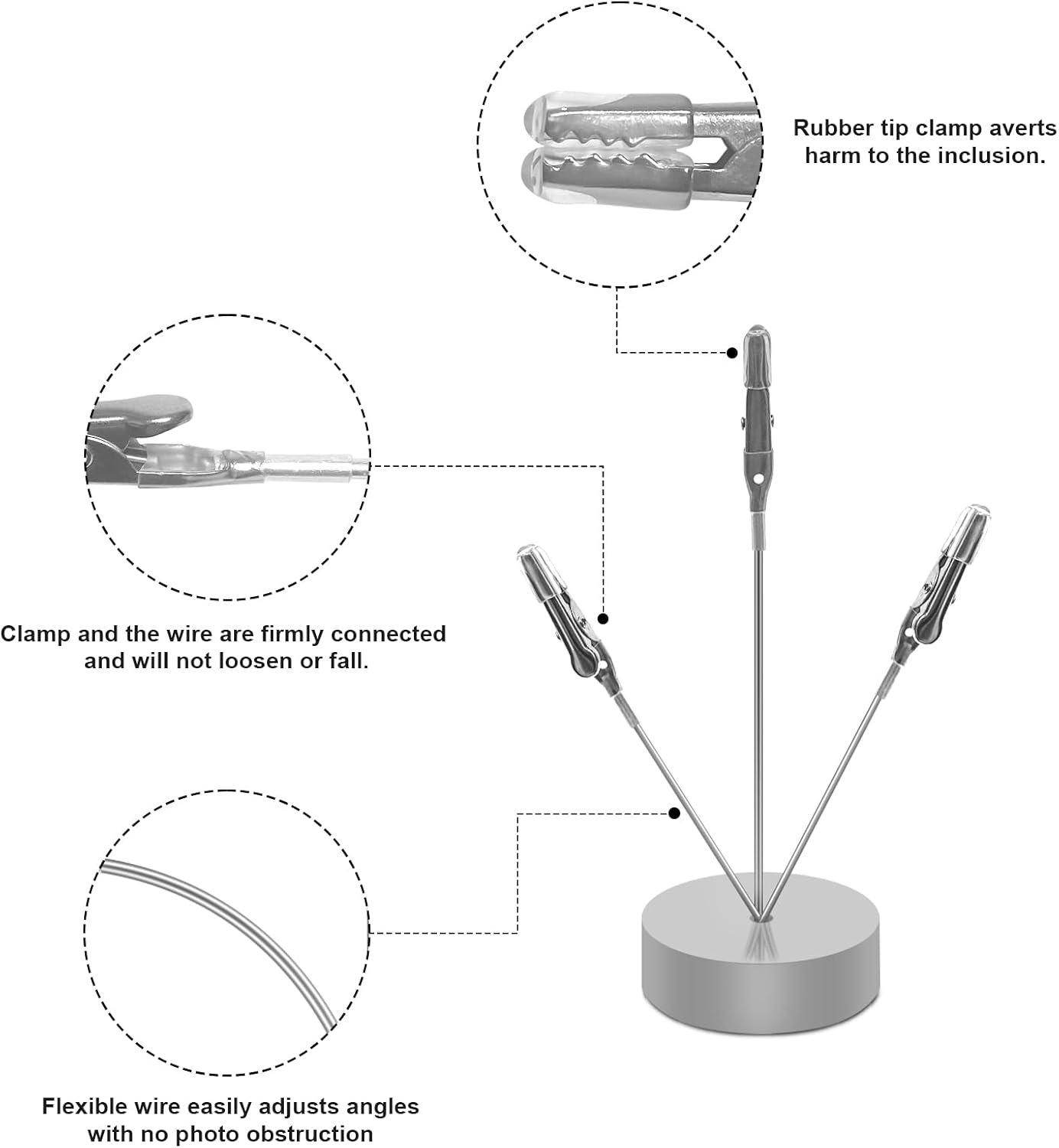 6 Pack Desktop Photo Tree Holder Clip Round Base, 3-Branch Gift Card Holder with Clips, Memo and Picture Display Clip Holder Stand for Wedding Party Photo Clip Holder Table Numbers Silver