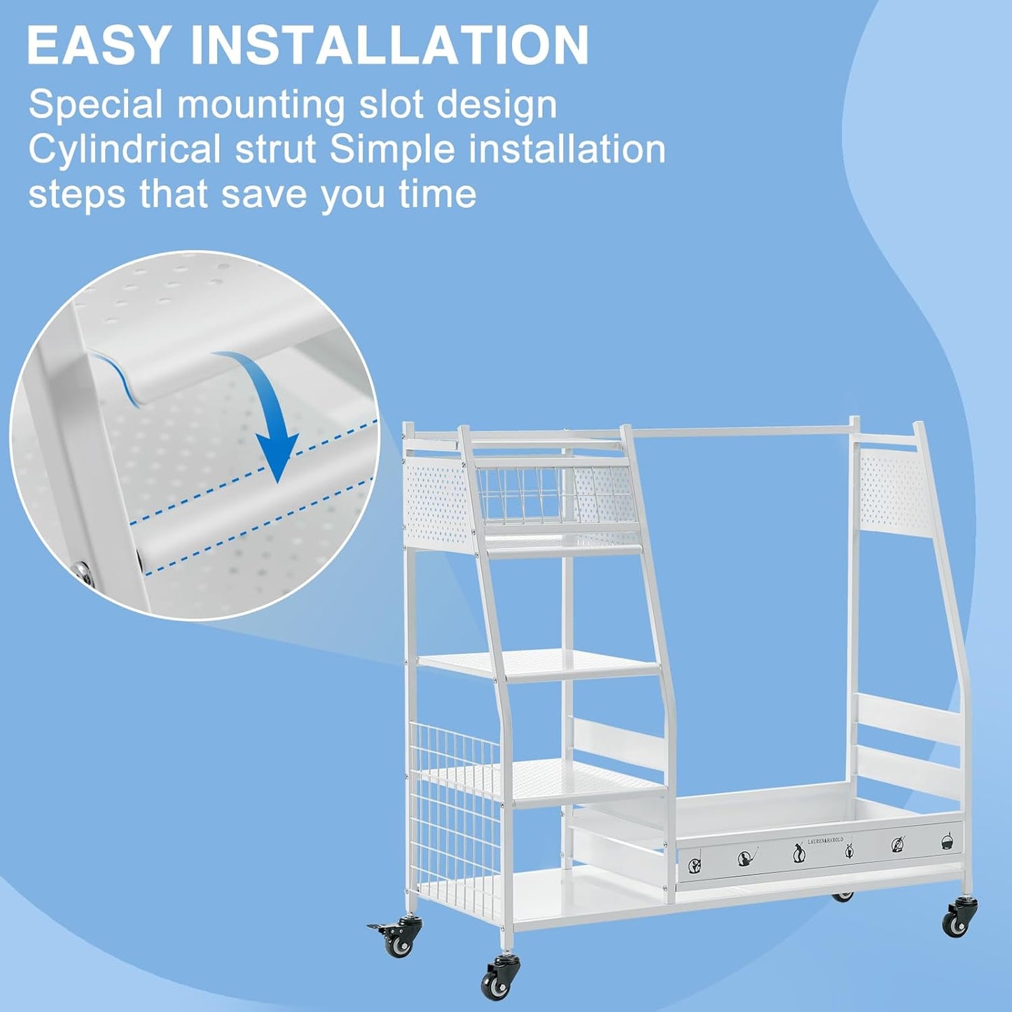 Lauren&Harold Golf Bag Organizer Garage Storage, Golf Storage Rack Stand Fits 2 Golf Bags, Golf Clubs and Other Golfing Equipment Accessories, Golf Organizer for Garage, Club, Shed, Basement