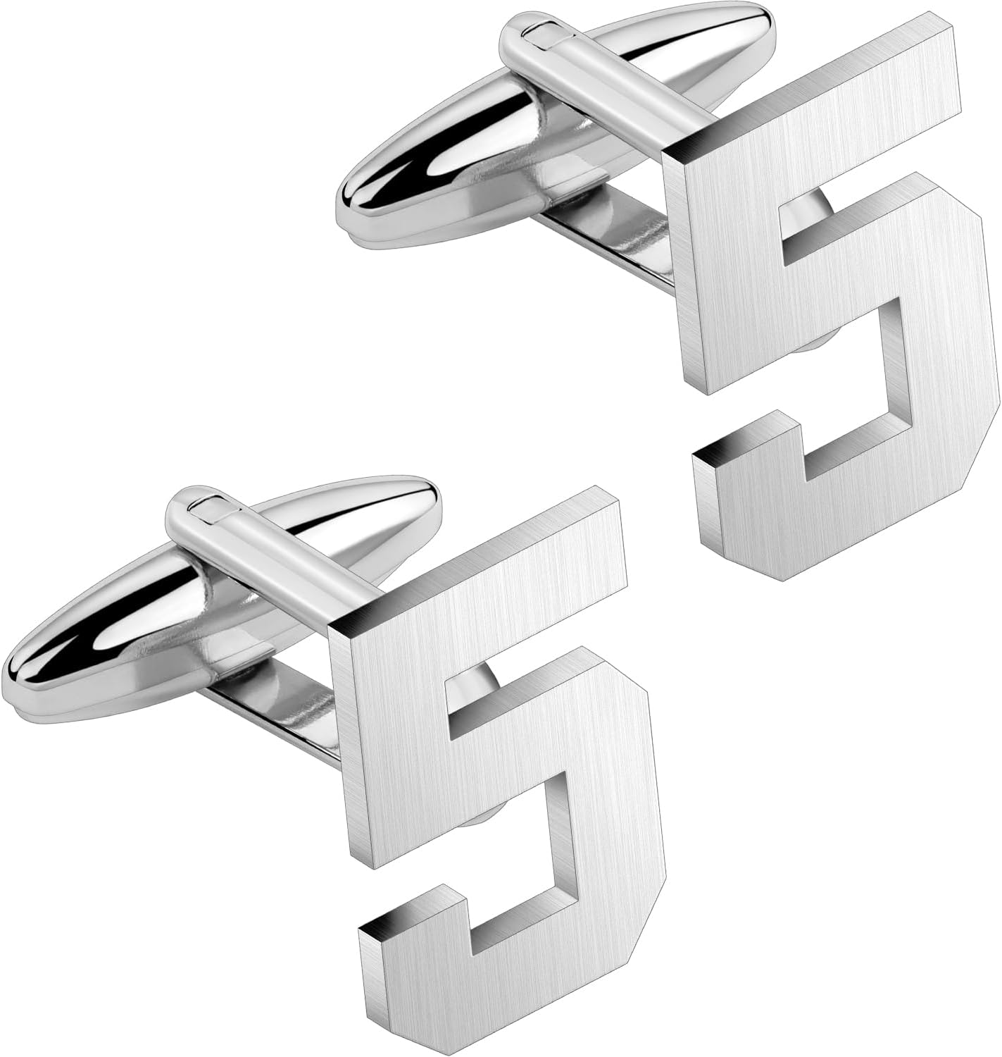 AMITER Mens Cufflinks with Number, Classic Silver Personalized Cuff Links for Men, Sport’s Day Casual or Formal Shirts