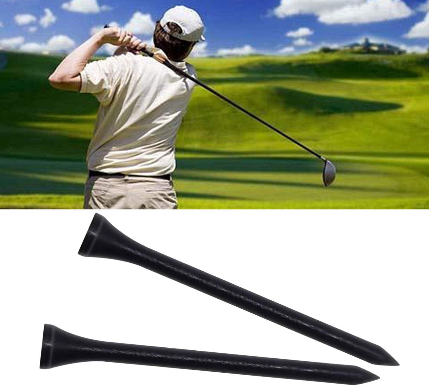 Wooden Golf Tees 3-1/4", 2-3/4", 1-1/2" Available,100 Count (Natural Color, White, Black, Blue, Red, Pink)