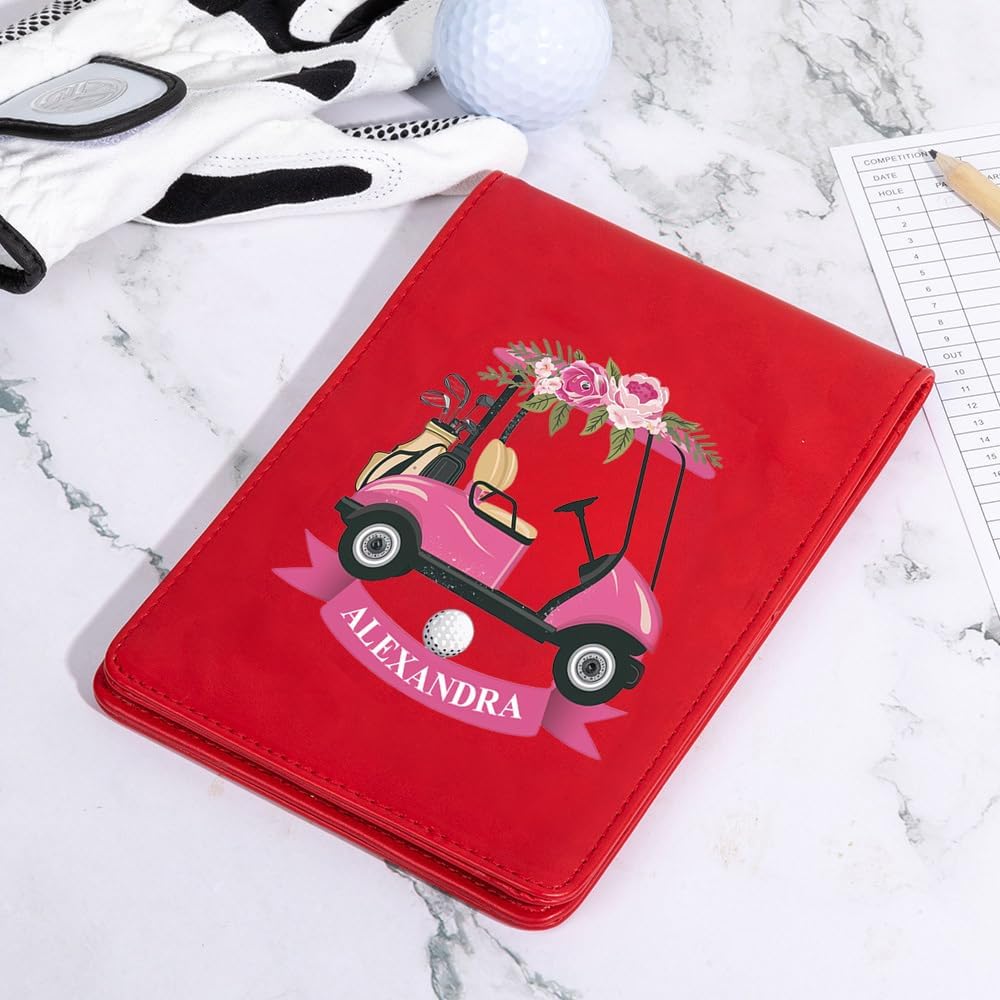 Personalized Leather Golf Scorecard Holder Customize Name Golf Yardage Book Cover Accessories Father Day Christmas Birthday Gifts for Men Women