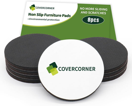 Non Slip Furniture Pads 8 PCS 4'' Round - Anti Slip Furniture Pads - Self Adhesive Rubber Feet Furniture Feet - Chair Leg Floor Protectors - Keep Furniture in Place