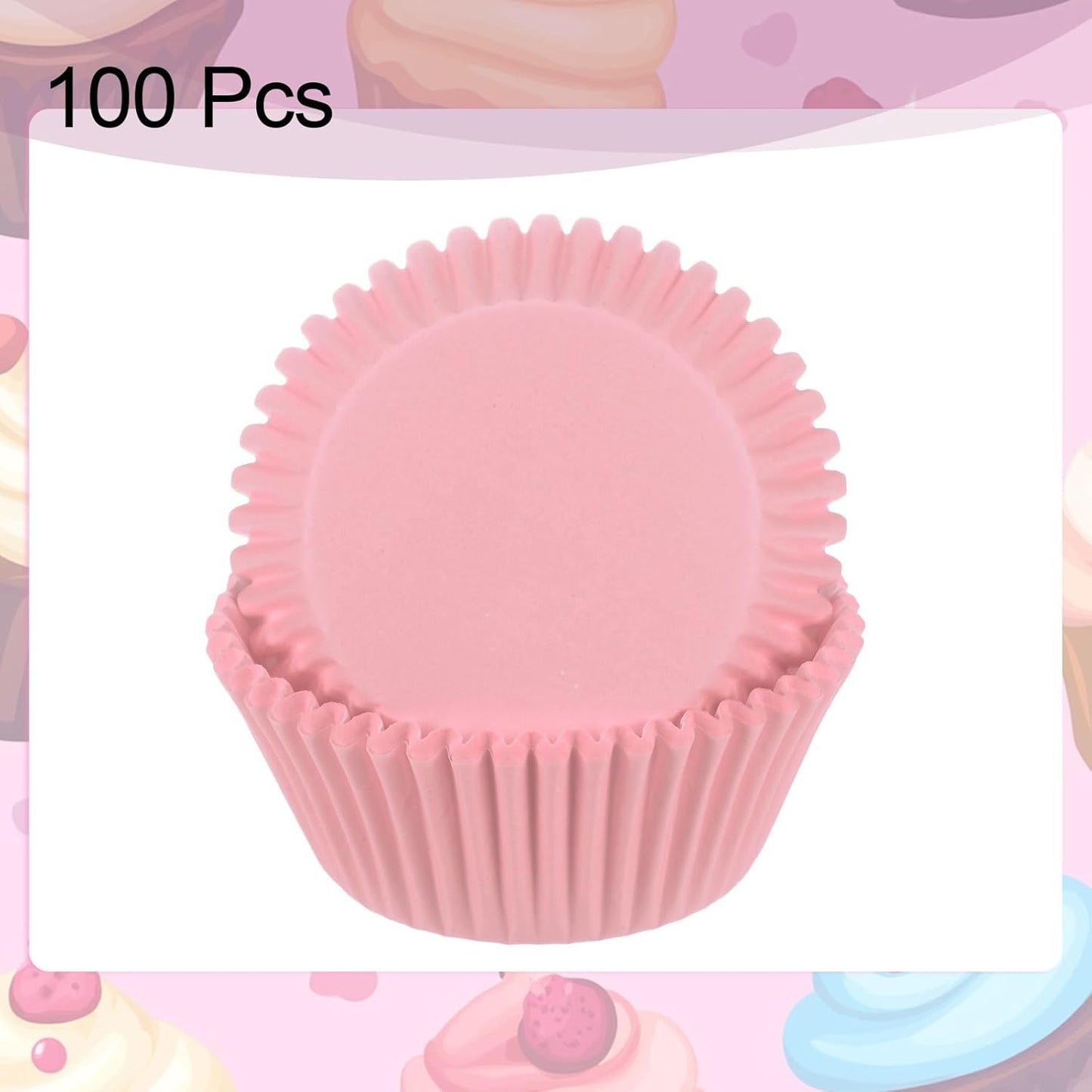 HARFINGTON 100 Count Cupcake Liners Pink Cupcake Cups Standard Size Muffins Liners Papers Baking Cups Wrappers Greaseproof for Party Wedding Birthday