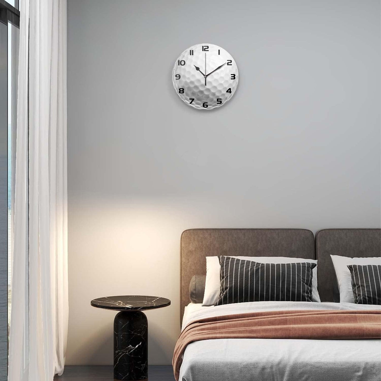 Silent Non-Ticking Sport Theme Wall Clocks, Sport Ball Golf Wall Clock, Battery Operated 9.8"x9.8" Round Wall Clock for Home Decor Boy Room Living Room School Birthday Gift