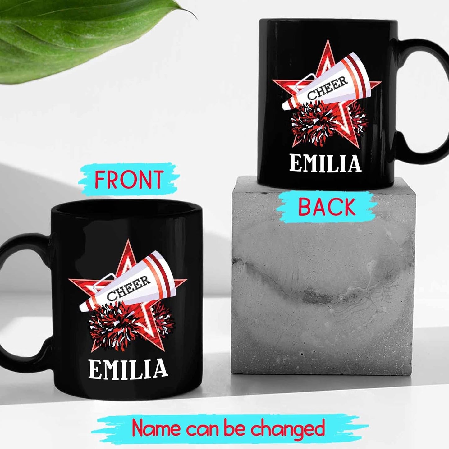 Personalized Choose Name Cheer Coffee Mugs Cups Gifts For Men Women Cheer Lover, Customized Cheerleading Coffee Cup 11 Oz 15 Oz, Cheerleader Cheerleading Black Ceramic Mug Gift, Cheer Cheerleader Mug