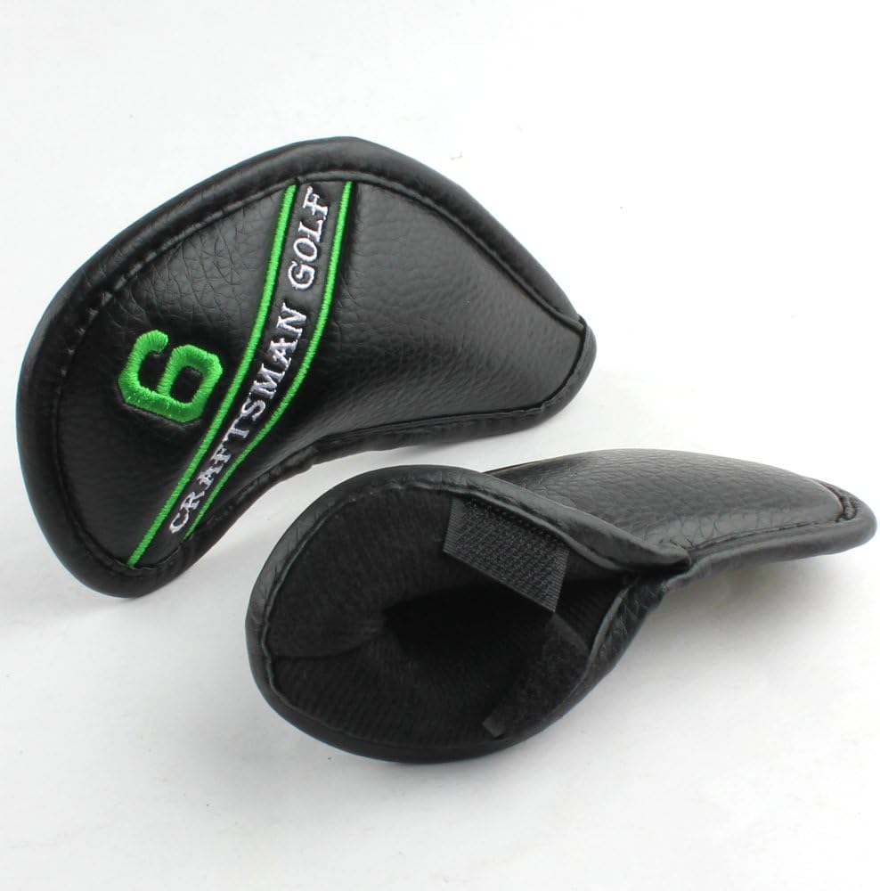 CRAFTSMAN GOLF 12pcs or 1pc Black Leather Golf Iron Head Covers Set Headcover Colorful Number Embroideried for Callaway Ping Taylormade Cobra Also Custom Version w/Your Name