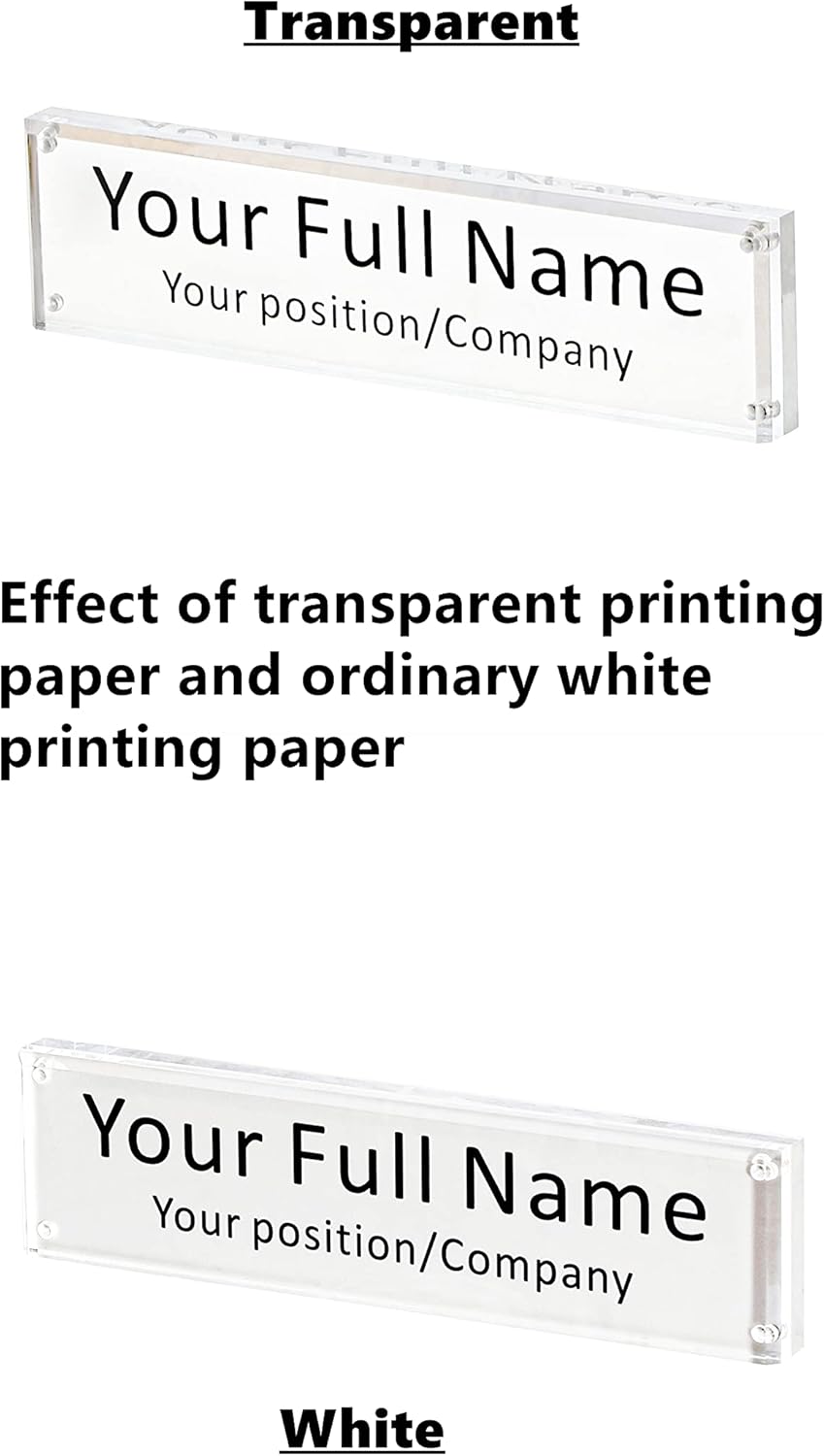 IEEK Acrylic Desk Name Plate, Clear Acrylic Block Nameplate Double Sided Holder, DIY Personalized Name, 2.5x10 Inch