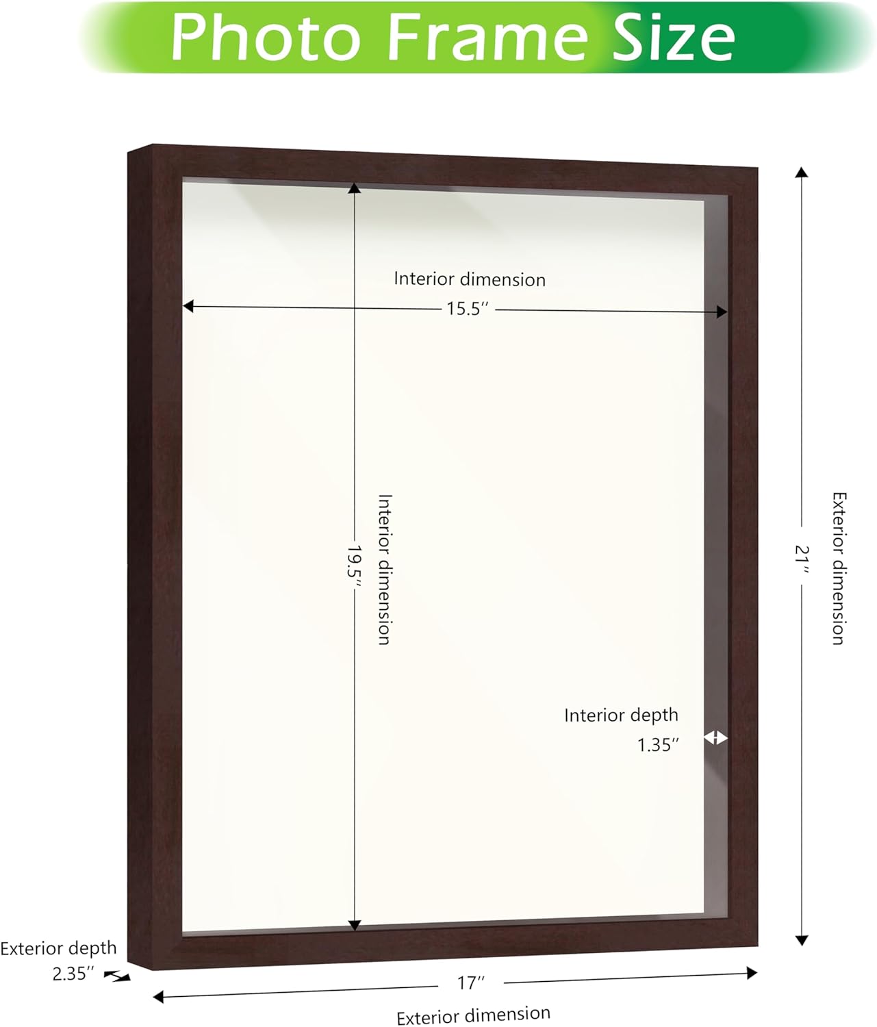 FrameWorks 16" x 20" Original Mahogany Wooden Shadow Box Frame – Soft Felt Back, Tempered Glass, and Included Elegant White Ball Push Pins