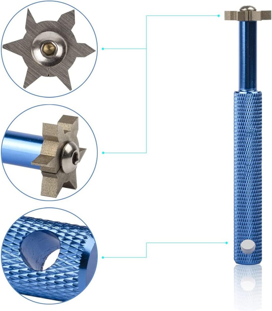 Golf Groove Sharpener,Golf Club Groove Sharpener,Groove Sharpener,Club Sharpener,Groove Sharpening Tool - Generate Optimal Backspin - Suitable for U & V-Grooves (6 Heads) (Blue)