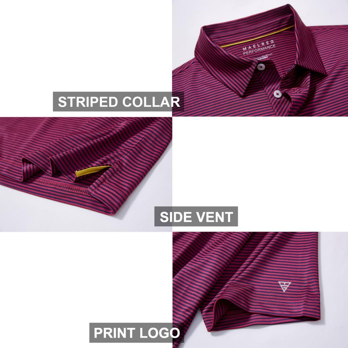 Golf Shirts for Men Dry Fit Short Sleeve Print Performance Moisture Wicking Polo Shirt