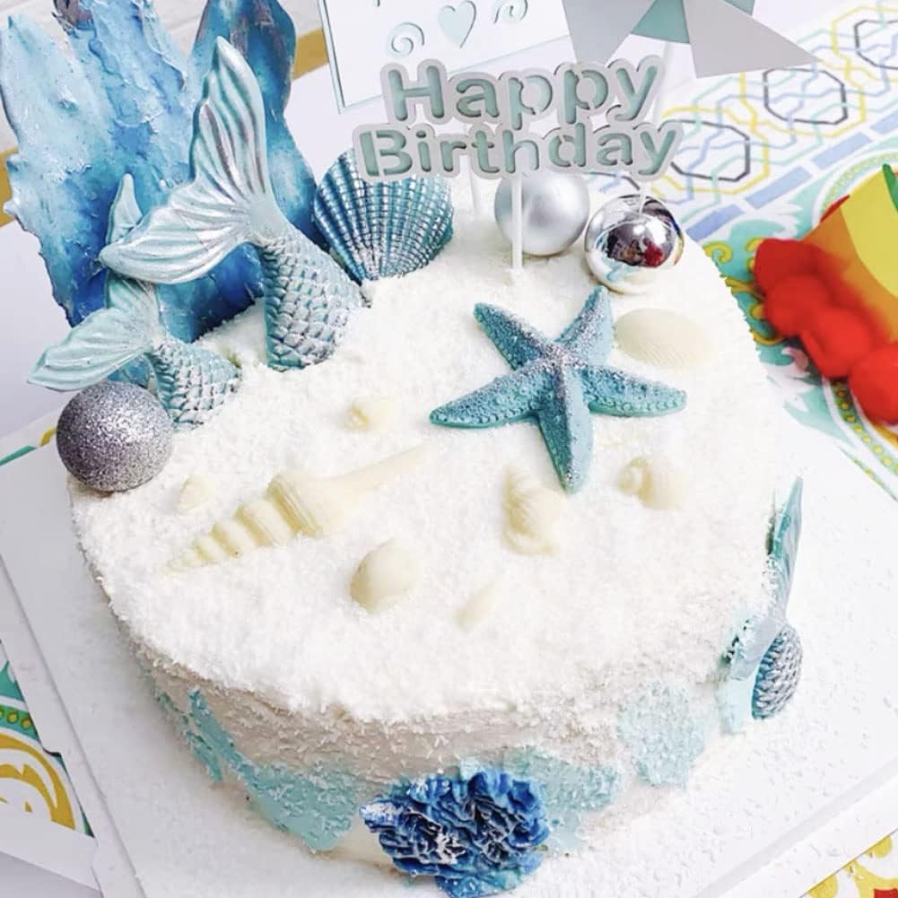 5 Pcs Seashell Starfish Silicone Mold Cake Fondant Silicone Mold Seashell Conch Baking Moldsfor DIY Cake Decoration Chocolate Candy Polymer Clay Crafting Projects