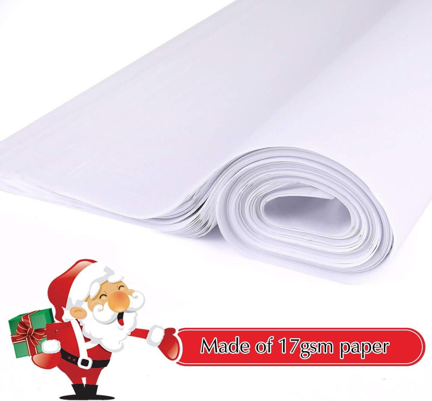 FEPITO 100 Sheets White Tissue Paper Christmas White Gift Wrapping Paper for Xmas Easter Valentine's Day Wrapping Presents Crafts(14 x 20 Inch)