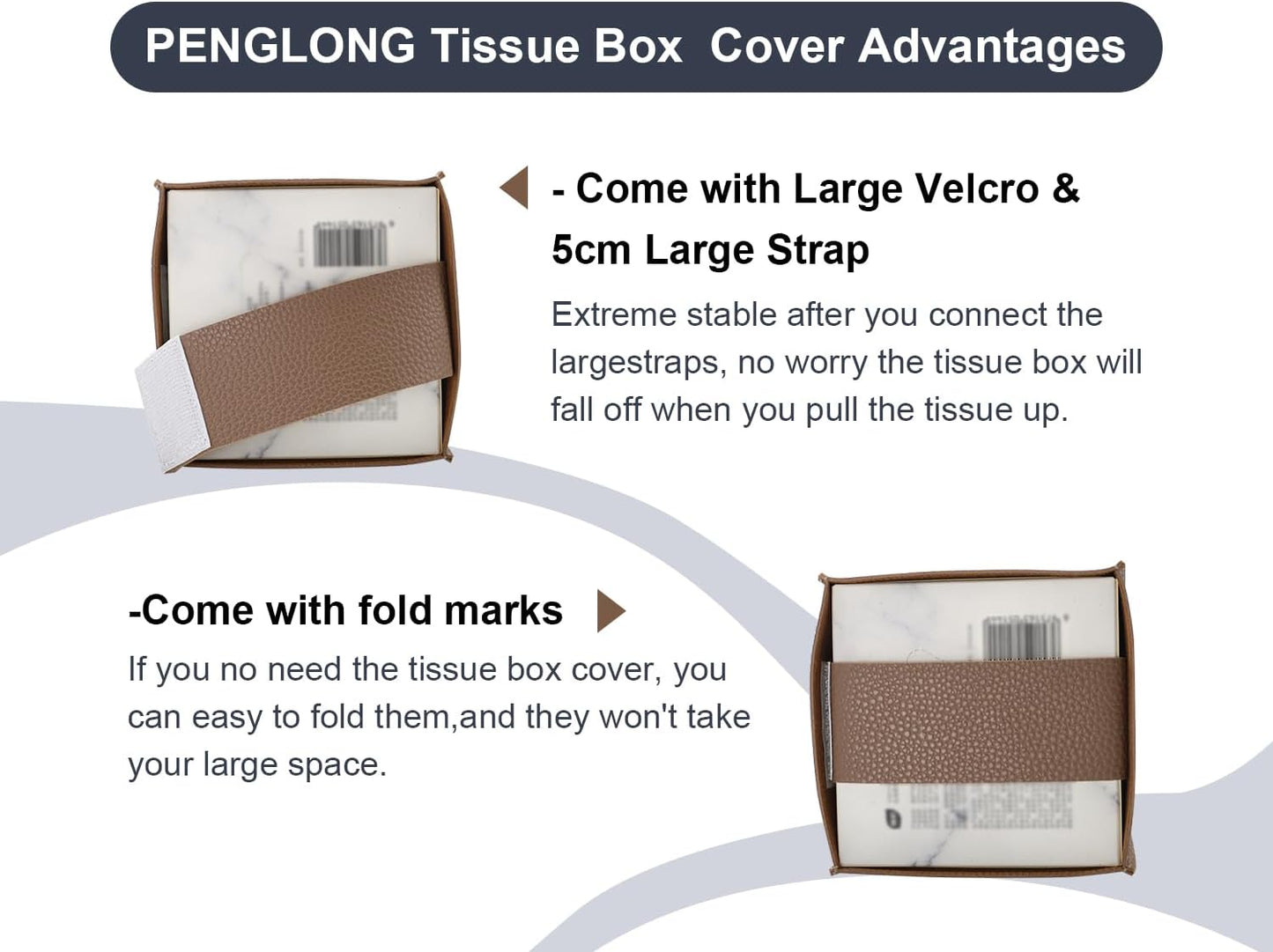 Tissue Box Cover 5X5X5'' PU Leather Tissue Holder Square Tissue Cube Box Organizer for Bathroom Vanity Countertop, Car, Night Stands, Office, Home, Kitchen (1Pack, Loam Red)