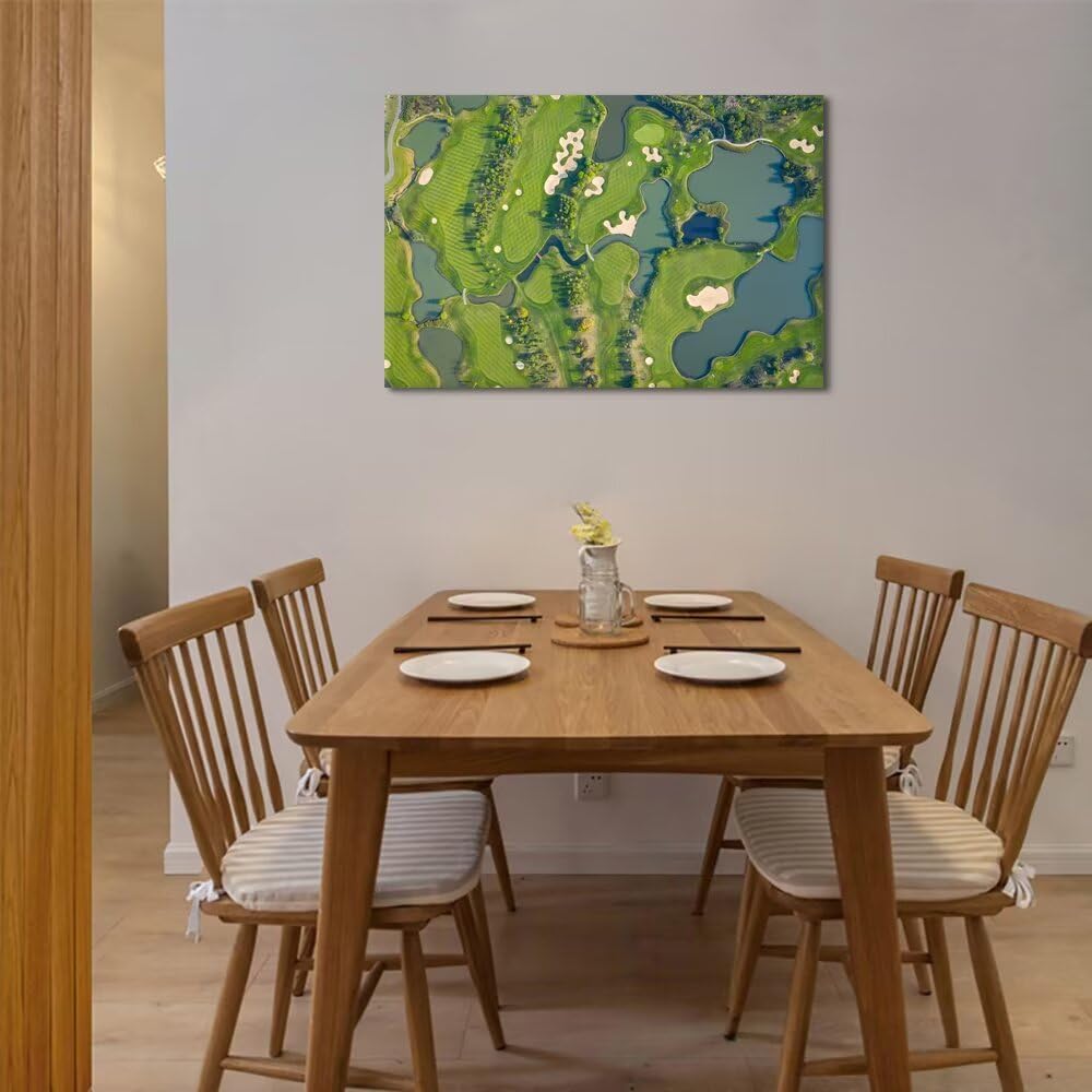 Golf Course Wall Art for Living Room Bedroom Bathroom Home Decorations Fairway Golf Course Picture Poster Canvas Prints Modern Framed Artwork Ready to Hang(12''H x 16''W)