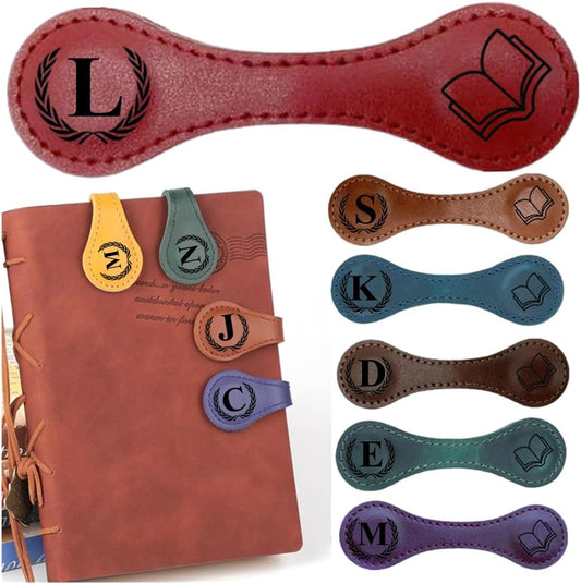 Personlized Magnetic Leather Bookmarks with Initials, Customized Book Marks Clip 26 Letters Bookmark for Reading Women, Men, Kids,Cute Book Markers Meaningful Gift for Book Lovers (Red, L)