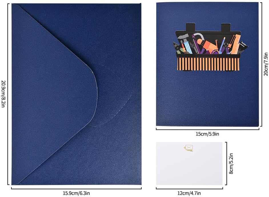3D pop-up greeting card, hollowed out paper carving design,pop-up display Toolbox Greeting Card - Screwdriver/Toolbox Embossed Mechanical Wind Father's Day/Engineer Creative Gift Card- with envelope and blank label(Toolbox)