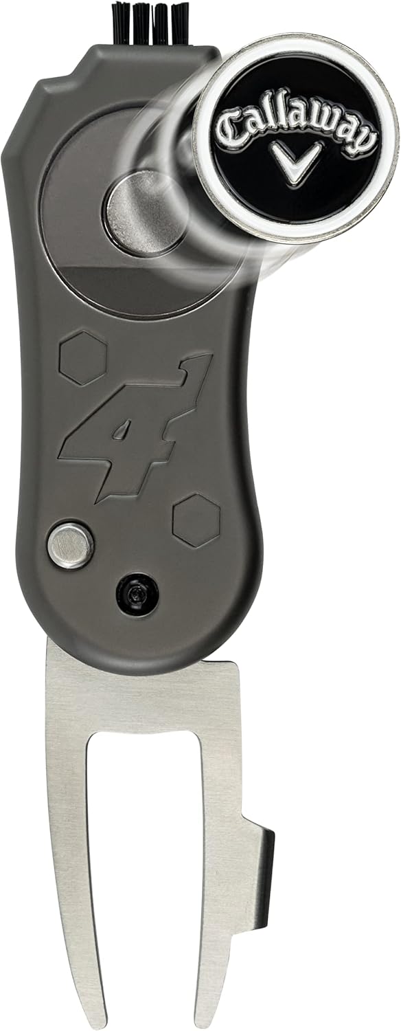 Callaway 4-in-1 Blade Divot Repair Tool - Black Switch Blade 4-Function Golf Divot Tool