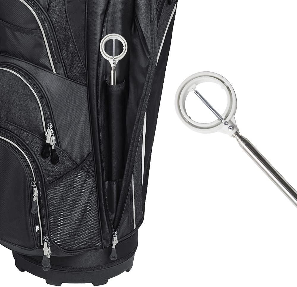 Golf Ball Retriever Or Pick Up Tool with Automatic Extendable, Stainless for Water Bush White Yellow 2 Colors Gift for Golfer