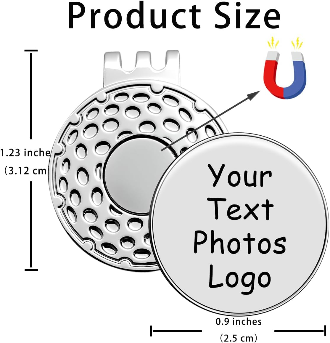 Custom Golf Ball Marker Hat Clip, 3Pack Personalized Magnetic Ball Marker, Golf Accessories for Men & Womens, Golf Gifts for Golfers