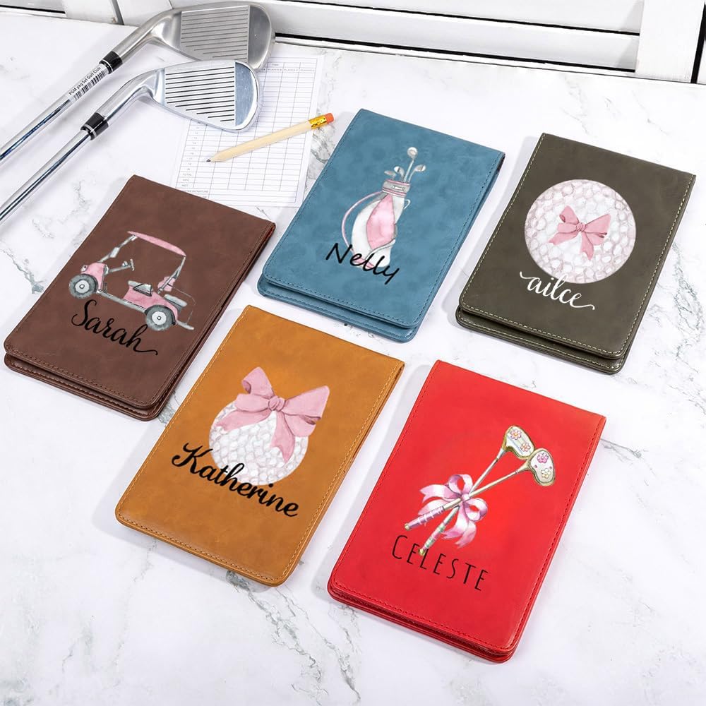 Personalized Leather Golf Scorecard Holder Customize Name Golf Yardage Book Cover Accessories Father Day Christmas Birthday Gifts for Men Women