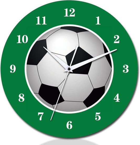12 Inch Sports Wall Clocks with Silent Clock Movement and Battery Operated, Great Decor for Bedroom, Living Room or Classroom (Football Wall Clock)