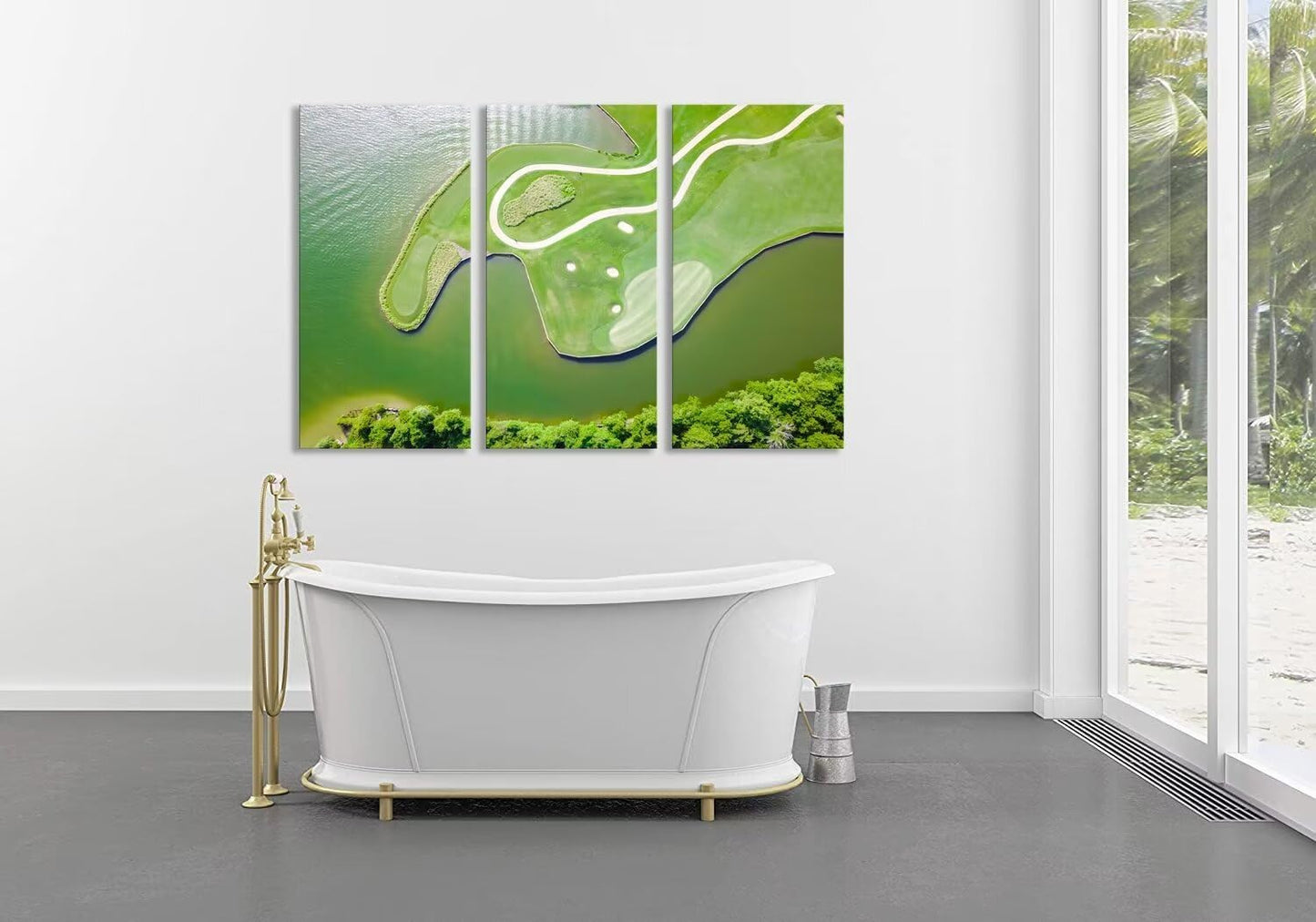 Colorado River Austin Texas USA Golf Course Wall Art for Living Room Bedroom Bathroom Home Decorations Golf Club Pictures Posters Framed Artwork Canvas Prints Ready to Hang(14''W x 28''H x3)