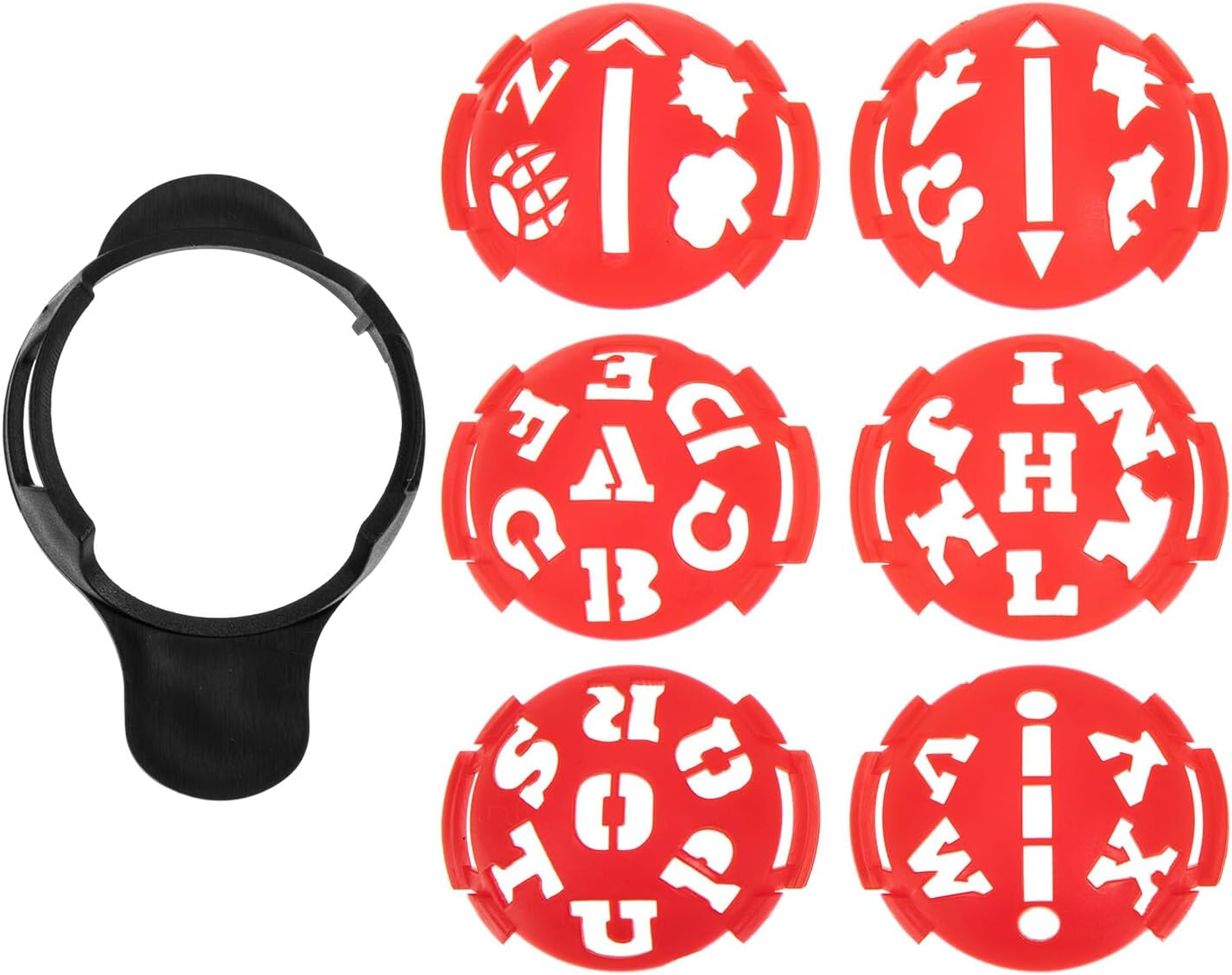 Golf Ball Line Maker with Multiple Pattern Stencils for Accurate Alignment and Swing Marking Use Golf Accessories for Outdoor Courses Includes Black and Red Markers