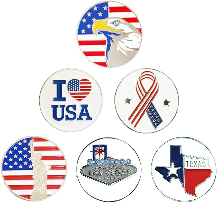 Myartte Golf Ball Marker 24.4 mm Assorted Patterns - Soft Enamel Technique 6 Pcs a Pack Gift for Man Woman Golfer