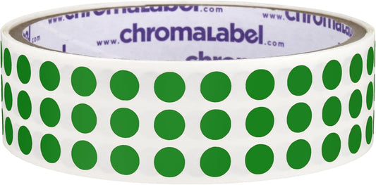 ChromaLabel 1/4 Inch Circle Sticker Labels, Easy to Write On Sticker Dots, Permanent Color Coding Labels - 1000 Sticky Dots per Roll, Green Dot Stickers