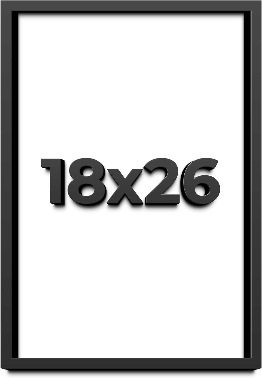 18x26 Shadow Box Black Solid Wood Display Frame with White Acid-Free Backing UV Acrylic & Hanging Hardware - with 3/4" Usable Depth