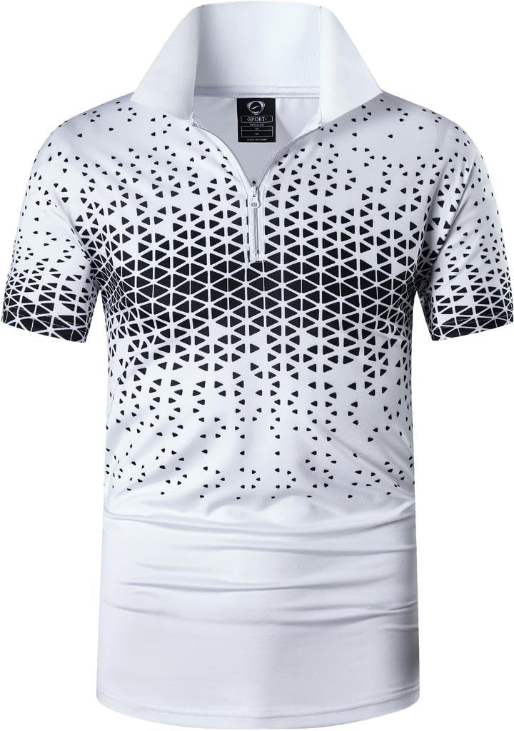 jeansian Men's Sport Outdoor Quick Dry Fit Short Sleeves Polo Tee Shirt Tshirt T-Shirt Tops Golf Tennis Bowling LSL195