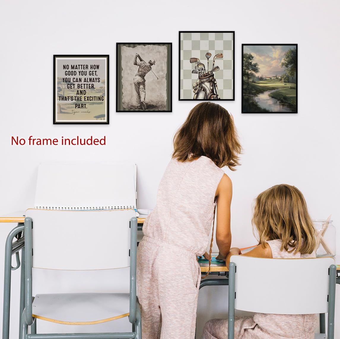 laveliabel Vintage Golf Wall Art Prints Set of 4 Unframed, Golf Pictures Wall Decor, GolfGifts for Men, Vintage Retro Checkered GolfPoster Prints for Home Room GolfOffice WallDecor 8x10inches