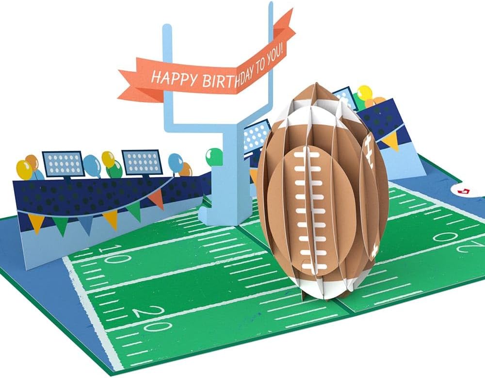 Lovepop Birthday Pop-Up Card for Him - 3D Football Greeting Cards for Boys, Men - Another Birthday Down - 5" x 7" Card - Blank Note Card & Envelope Included