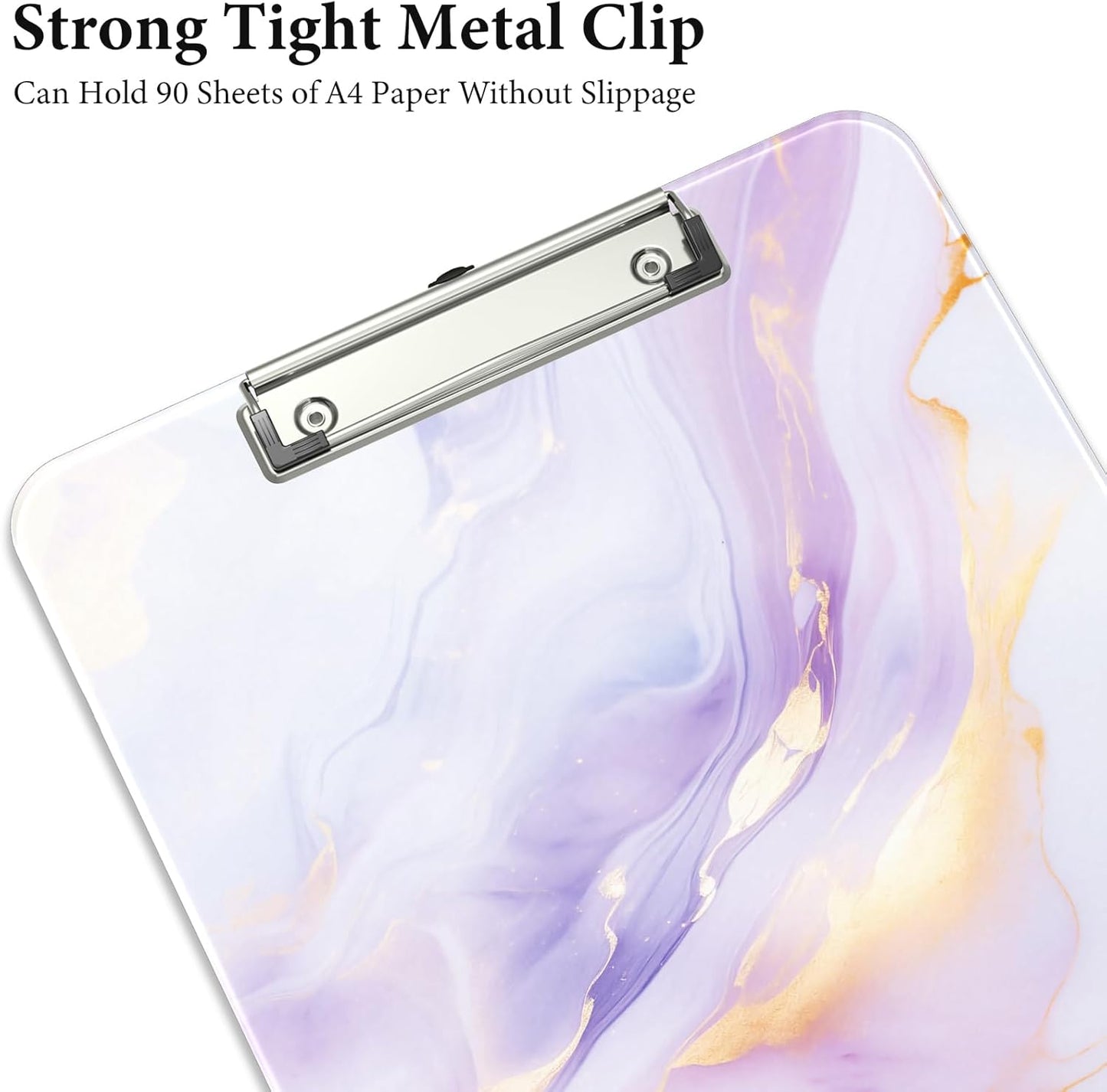 Rimilak Plastic Clipboards with Metal Clip, A4 Letter Size 9 x 12.5 in, Office Decorative for Students Women Men and Kids, Cute Custom Pattern, Colorful Marble